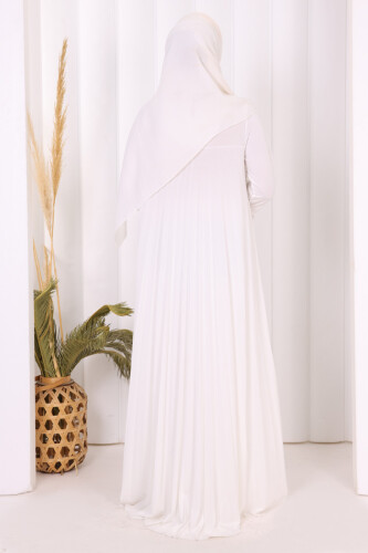 Pilise Detaylı Uzun Tunik ve Pantolon İkili Takım 8575 Ekru - 8