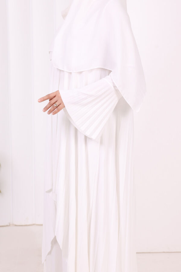 Pilise Detaylı Uzun Tunik ve Pantolon İkili Takım 8575 Ekru - 10