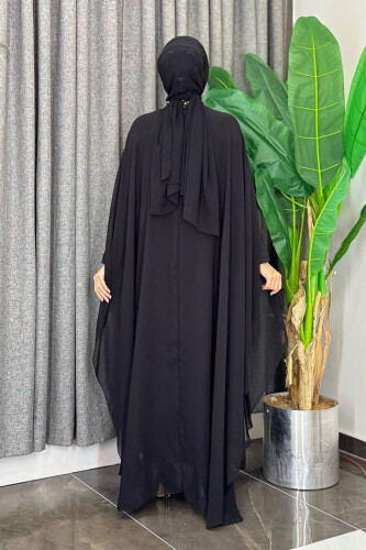 Sequin Embroidered Chiffon Cape Dress Evening Dress Suit 3774 Black - Bym Fashion (1)