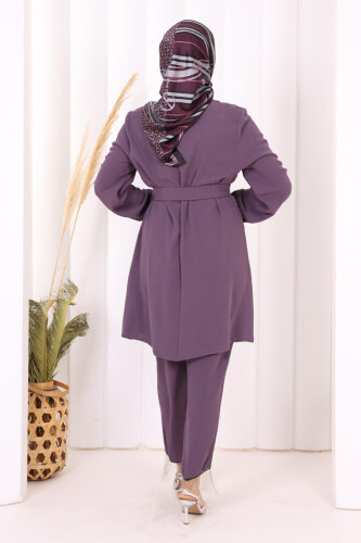 Püskül Detaylı Tunikli Pantolon İkili Takım 8424 Lila - 9