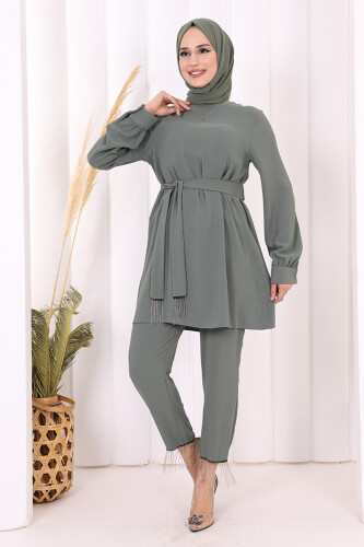 Püskül Detaylı Tunikli Pantolon İkili Takım 8424 Mint - 5