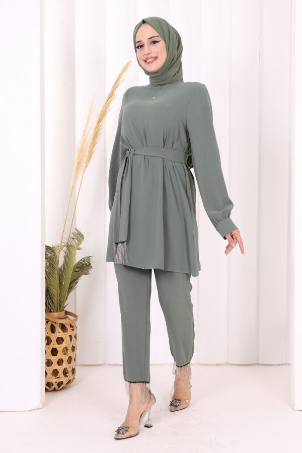 Püskül Detaylı Tunikli Pantolon İkili Takım 8424 Mint - 6