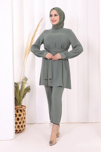 Püskül Detaylı Tunikli Pantolon İkili Takım 8424 Mint - 7
