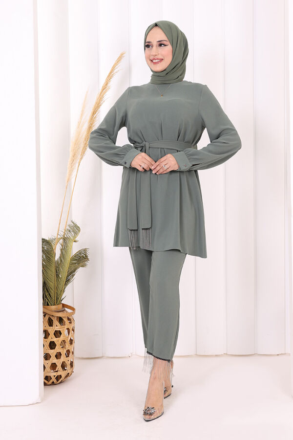 Püskül Detaylı Tunikli Pantolon İkili Takım 8424 Mint - 7