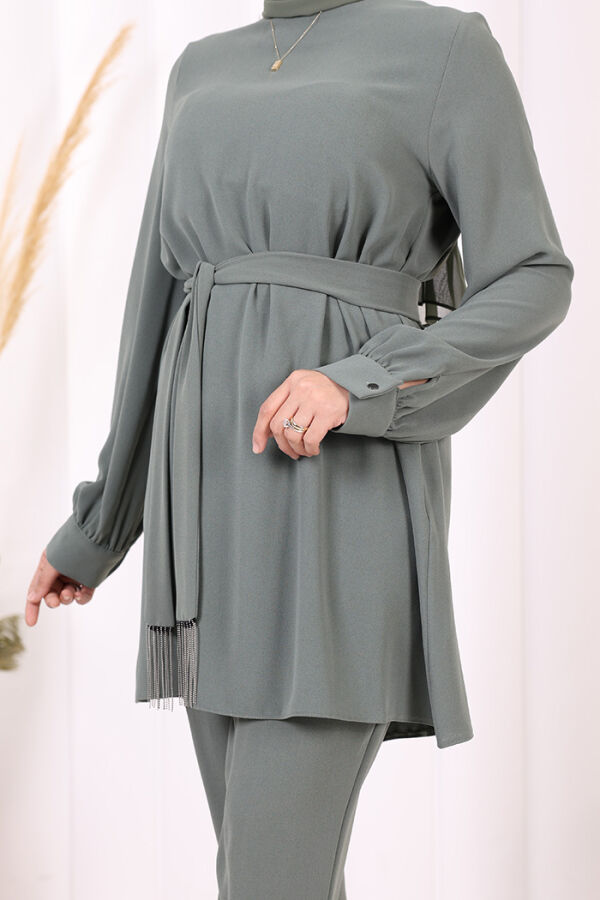 Püskül Detaylı Tunikli Pantolon İkili Takım 8424 Mint - 9