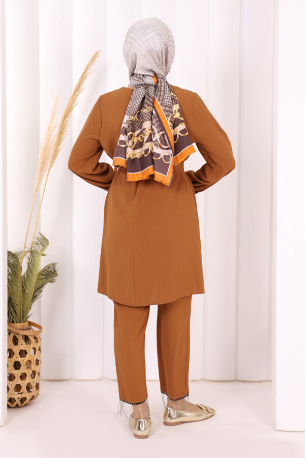 Püskül Detaylı Tunikli Pantolon İkili Takım 8424 Taba - 8