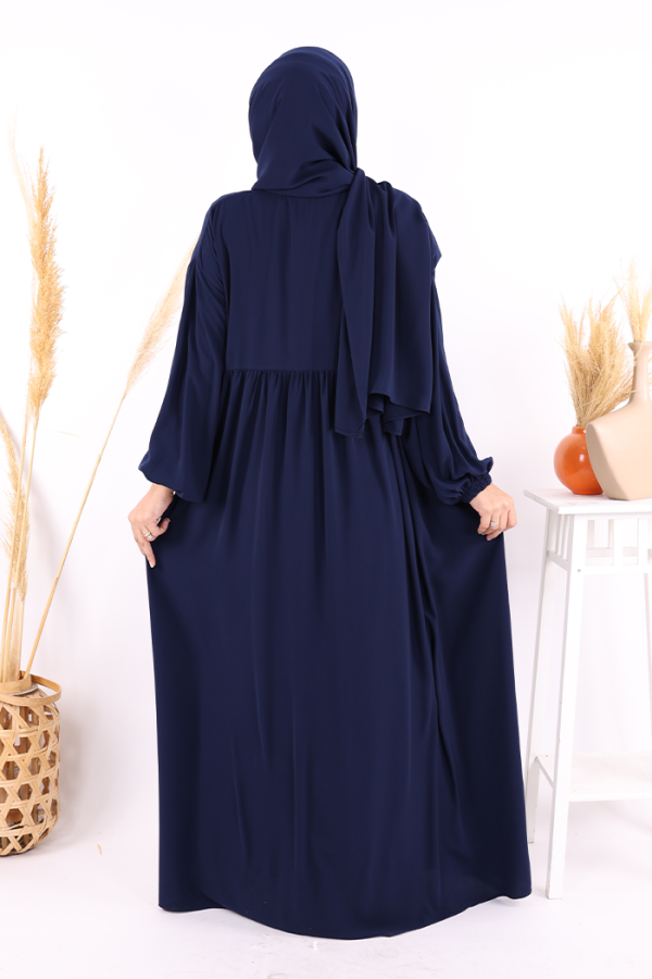 Şallı Kruvaze Namaz Elbisesi 6027 Lacivert - 7