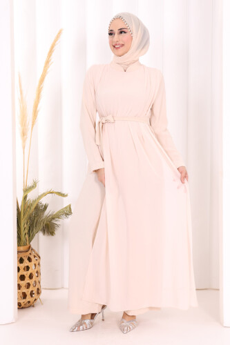 Şifon Pelerin Detay Bel Kuşaklı Tulum 3330 Taş - 5