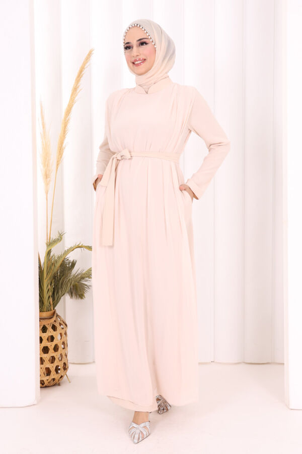 Şifon Pelerin Detay Bel Kuşaklı Tulum 3330 Taş - 6