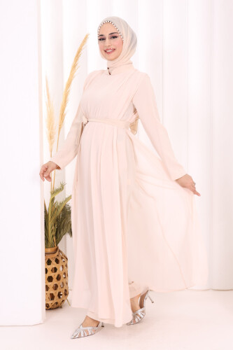 Şifon Pelerin Detay Bel Kuşaklı Tulum 3330 Taş - 7