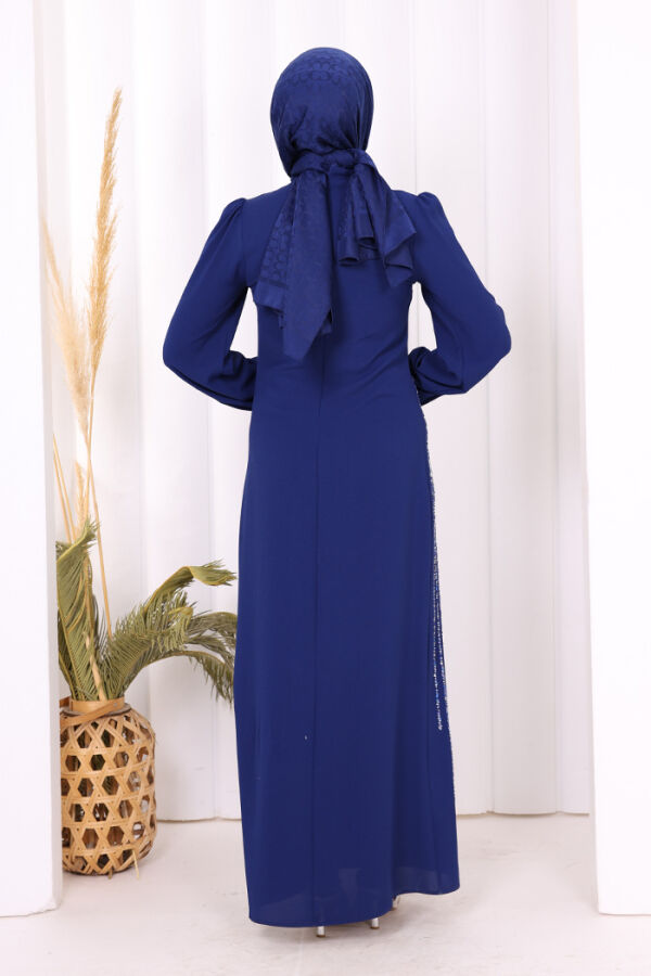 Taş Detaylı Elbise 3935 Saks - 8