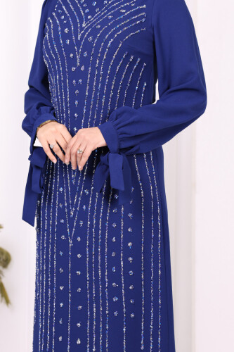 Taş Detaylı Elbise 3935 Saks - 10