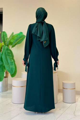 Taş Detaylı Elbise 3935 Zümrüt - Bym Fashion (1)