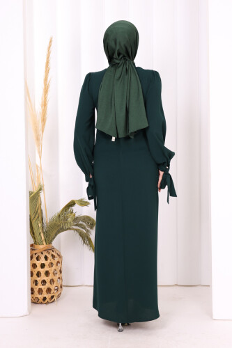 Taş Detaylı Elbise 3935 Zümrüt - 7