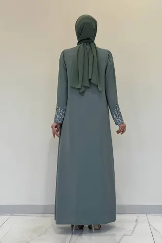 Taş İşleme Detaylı Yelekli Elbise Takım 3838 Mint - 3