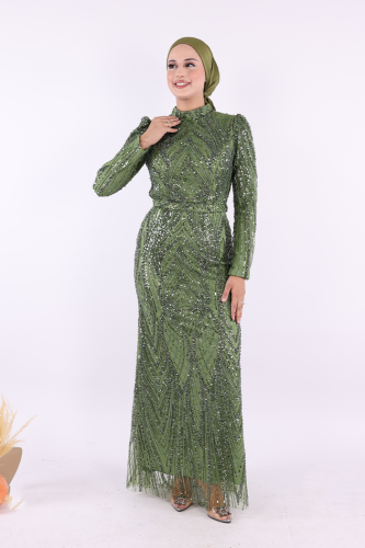 Taşlı Abiye 7143 Zümrüt - Bym Fashion
