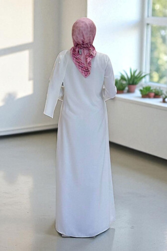 Tek Omuz Gold Toka Detaylı Tunik Pantolon Takım 8698 Ekru - Bym Fashion (1)