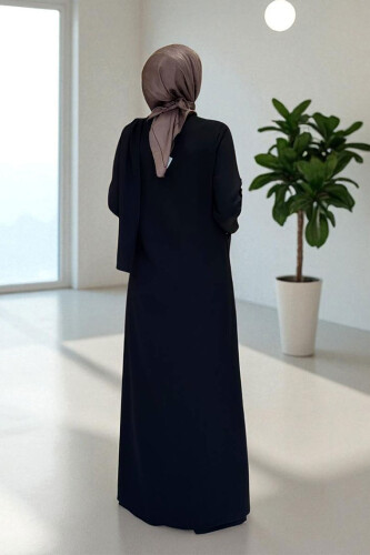 Tek Omuz Gold Toka Detaylı Tunik Pantolon Takım 8698 Siyah - Bym Fashion (1)