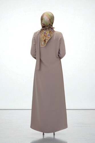 Tek Omuz Gold Toka Detaylı Tunik Pantolon Takım 8698 Vizon - Bym Fashion (1)