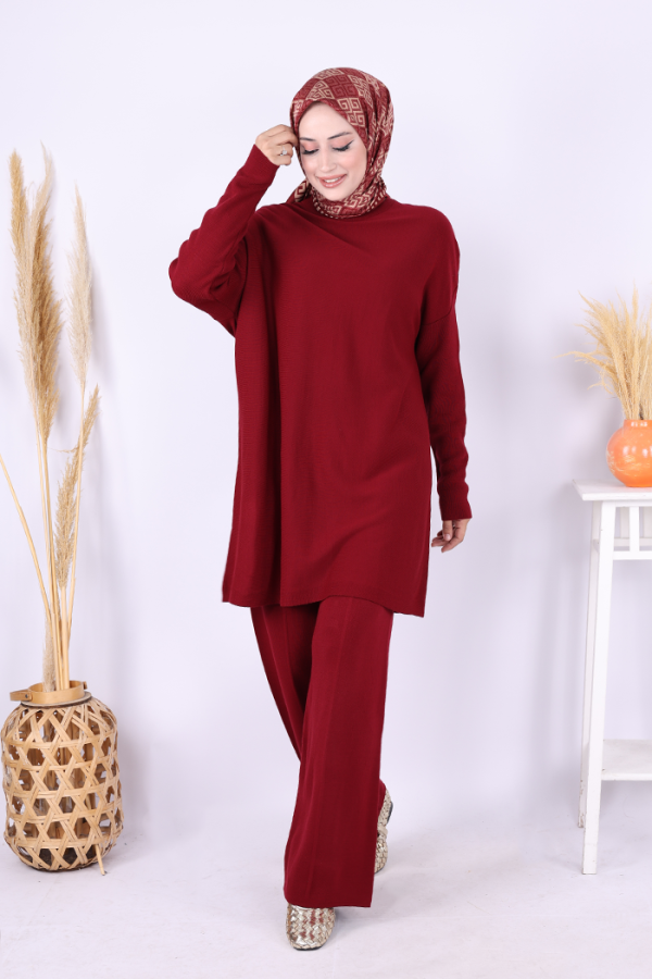 Triko Tunik Pantolon Takım 17035 Bordo - 1