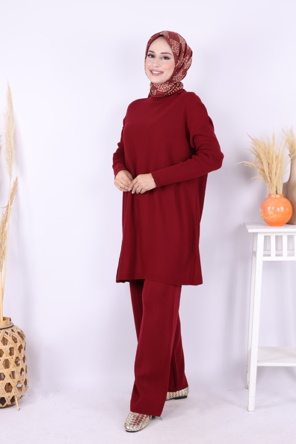 Triko Tunik Pantolon Takım 17035 Bordo - 2