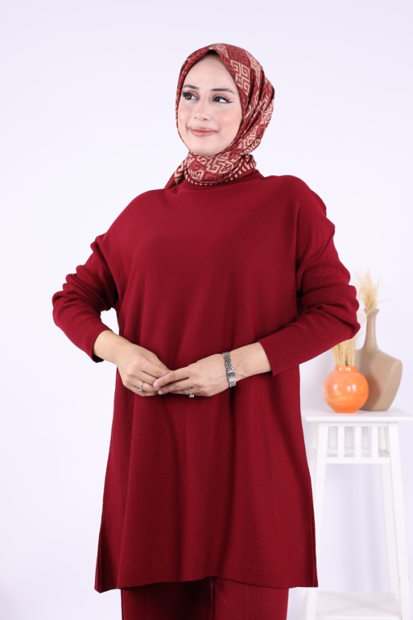 Triko Tunik Pantolon Takım 17035 Bordo - 4