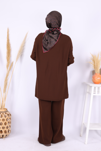 Triko Tunik Pantolon Takım 17035 Kahverengi - 3