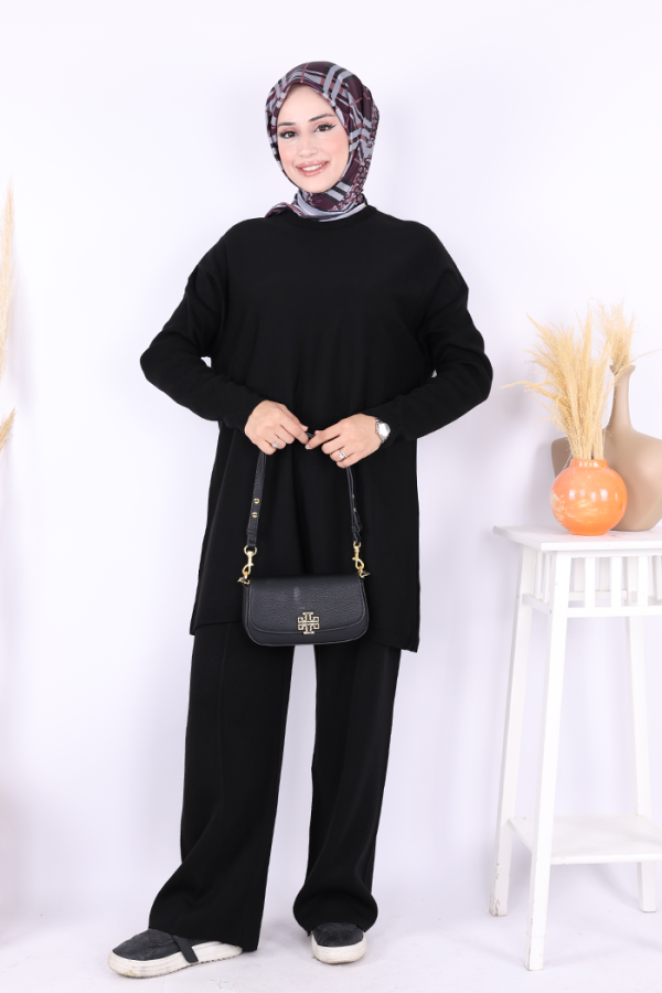 Triko Tunik Pantolon Takım 17035 Siyah - 1