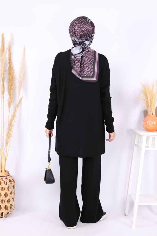 Triko Tunik Pantolon Takım 17035 Siyah - 3