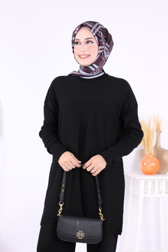 Triko Tunik Pantolon Takım 17035 Siyah - 4