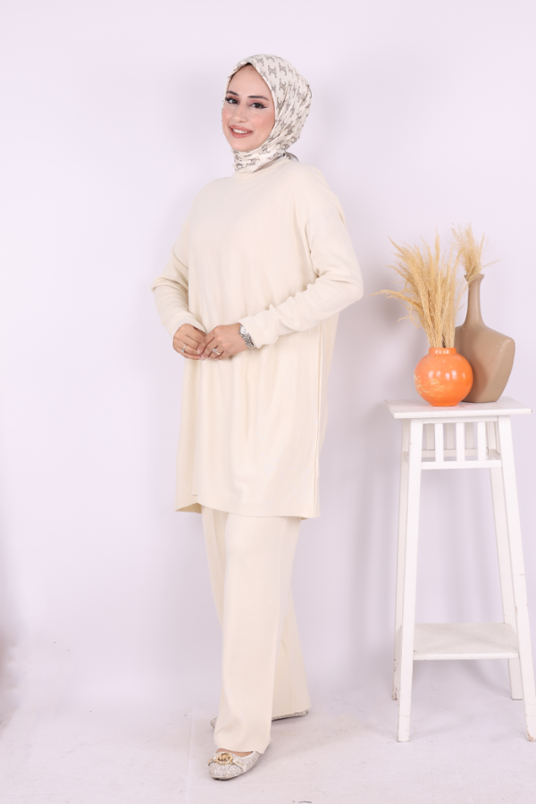 Triko Tunik Pantolon Takım 17035 Taş - 2