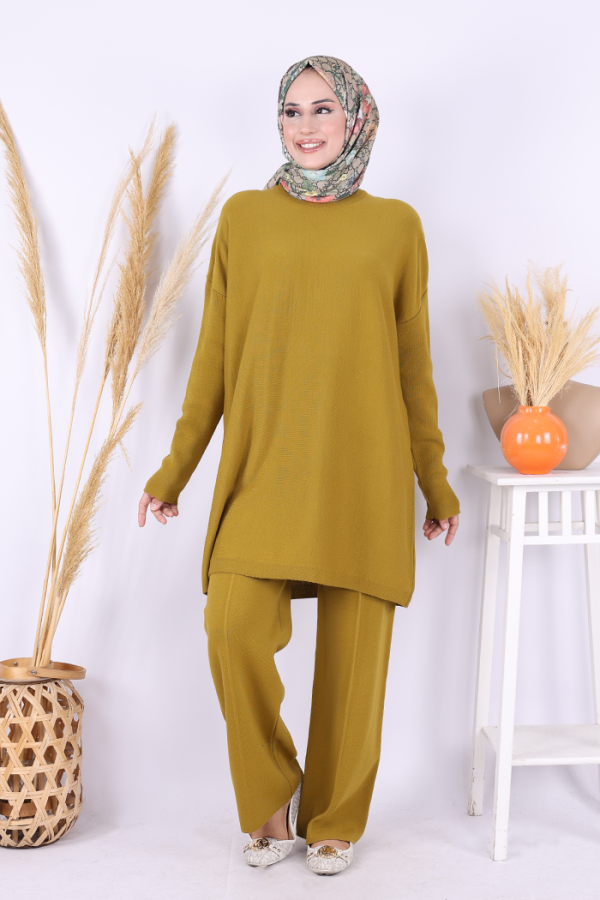 Triko Tunik Pantolon Takım 17035 Yağ Yeşili - 1