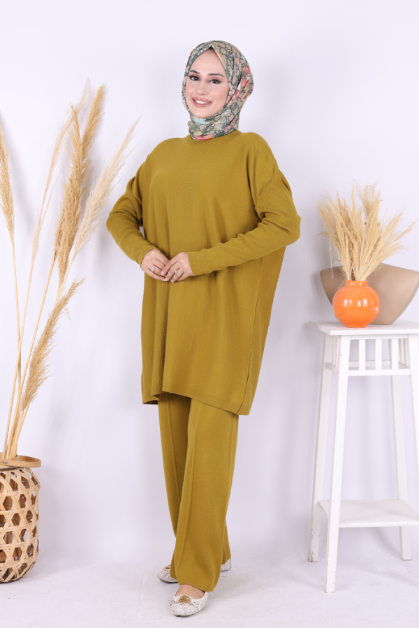 Triko Tunik Pantolon Takım 17035 Yağ Yeşili - 2