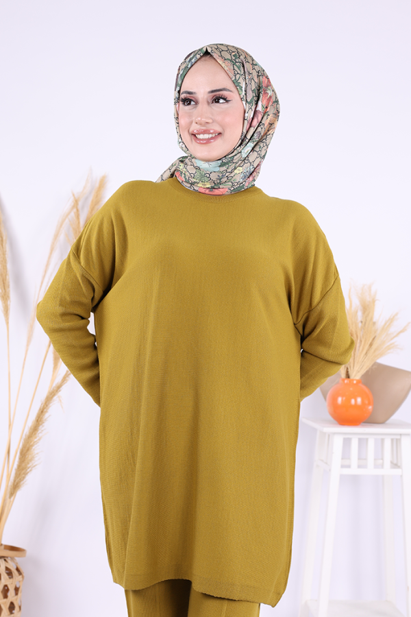 Triko Tunik Pantolon Takım 17035 Yağ Yeşili - 4