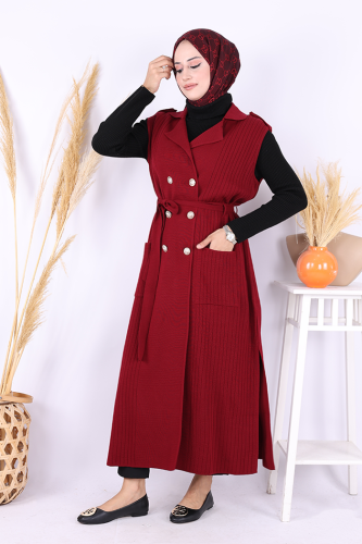 Triko Yelek 18301 Bordo - 2