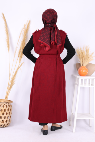 Triko Yelek 18301 Bordo - 3