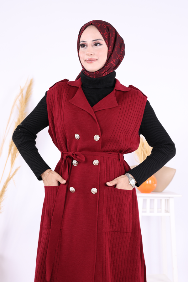 Triko Yelek 18301 Bordo - 4