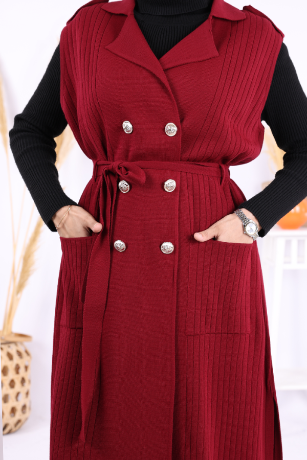 Triko Yelek 18301 Bordo - 5