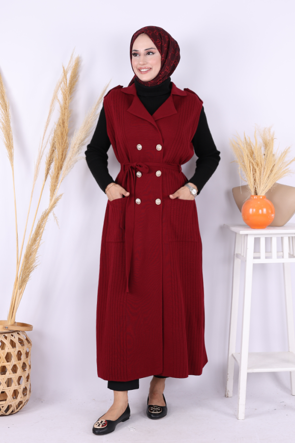 Triko Yelek 18301 Bordo - 1