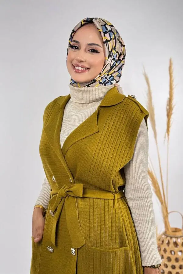 Triko Yelek 18301 Yağ Yeşili - 4
