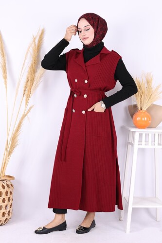 Triko Yelek 18336 Bordo - 1