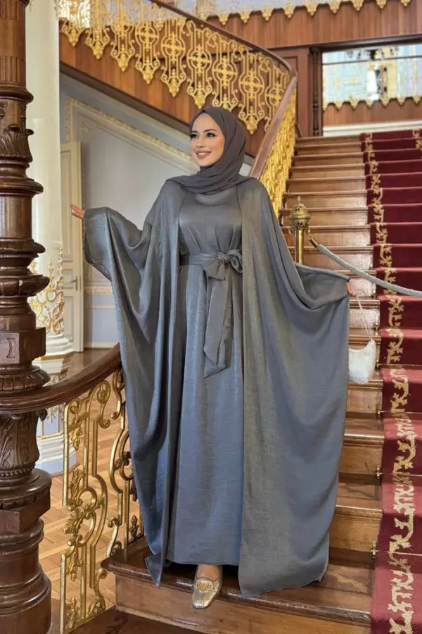 Yarasakol Abayalı Elbise Takım 8497 Füme - 1