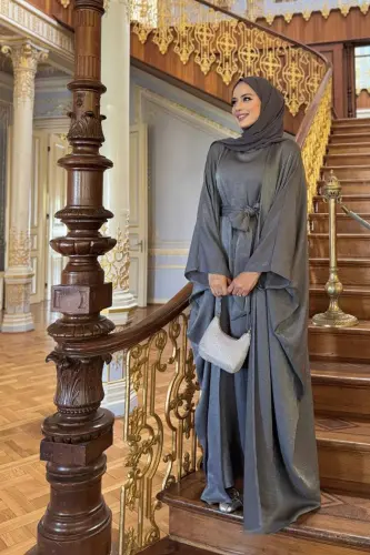 Yarasakol Abayalı Elbise Takım 8497 Füme - 3