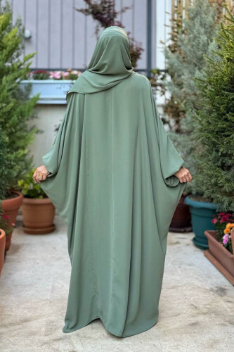 Yarasakol Belden Kuşaklı Peçeli, Şallı Elbise 6038 Mint - Bym Fashion (1)