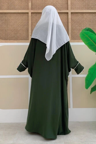 Fermuarlı Yarasakol Ferace 6002 Haki - Bym Fashion (1)