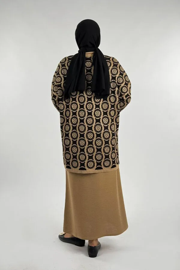 Yuvarlak Desen Triko Hırka 18324 Vizon - 2